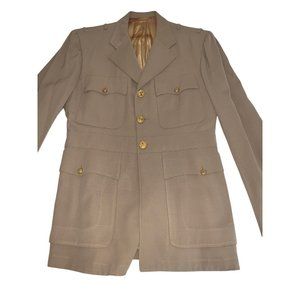Vtg Brown Uniform Brown Navy Dress Jacket Abbot Military Tailors 38 Reg Buttons